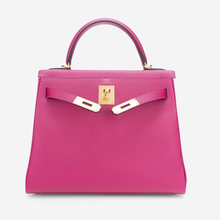 Hermès Kelly 28 Veau Madame Rose Pourpre