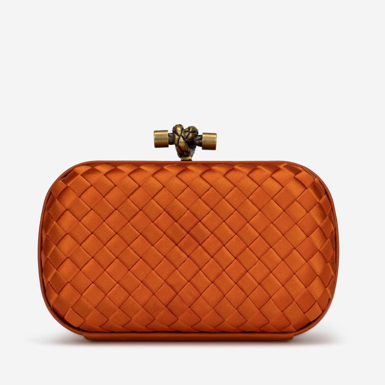 Bottega Veneta Knot Clutch Silk Orange