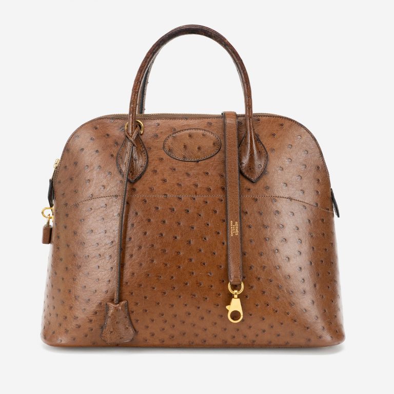 Hermès Vintage Bolide 37 Ostrich Tabacco Front