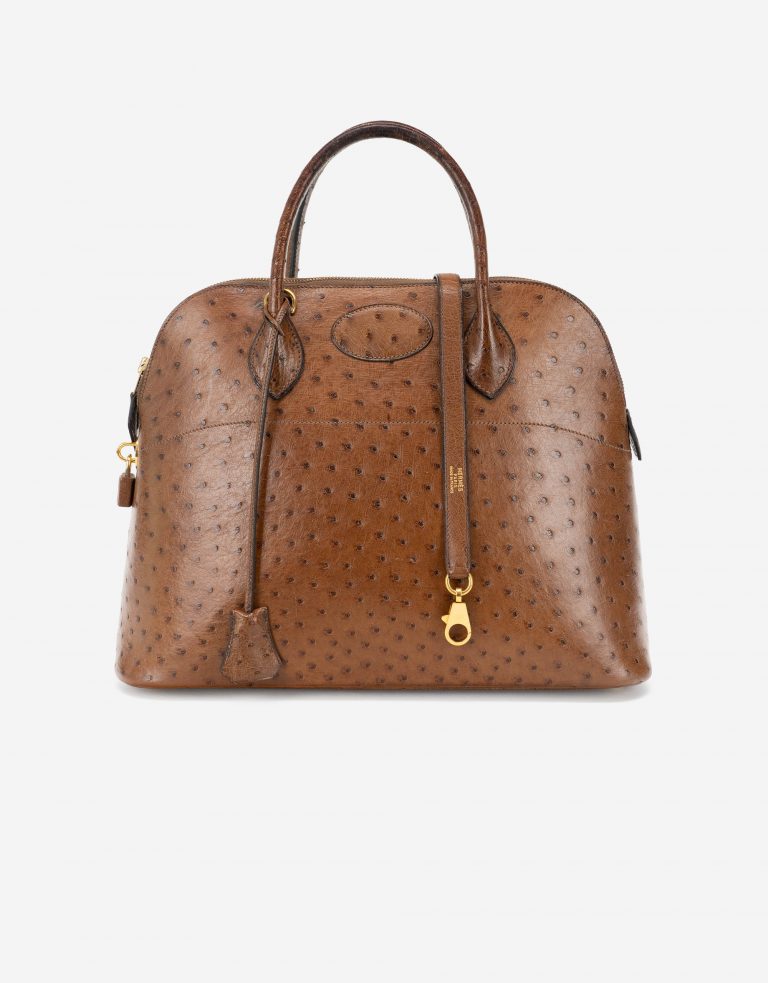 Hermès Vintage Bolide 37 Ostrich Tabacco Front