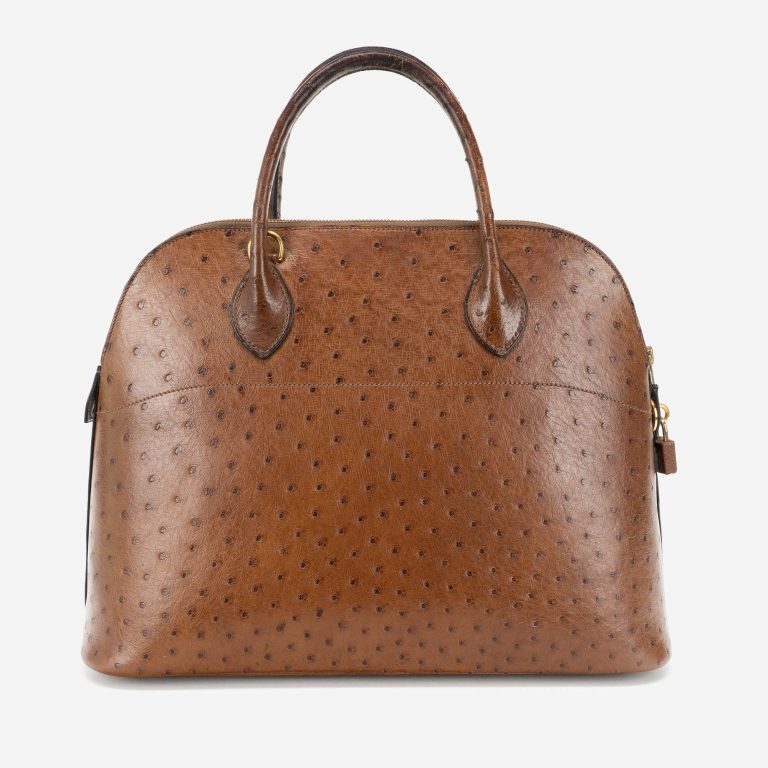 Hermès Vintage Bolide 37 Ostrich Tabacco Backside