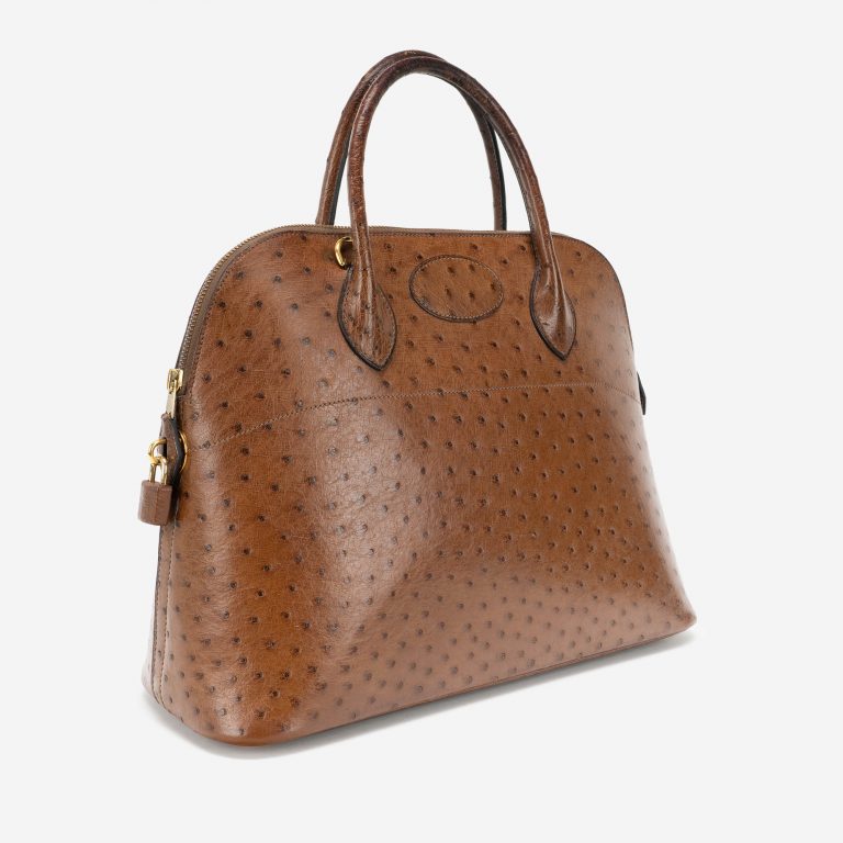Hermès Vintage Bolide 37 Ostrich Tabacco Side