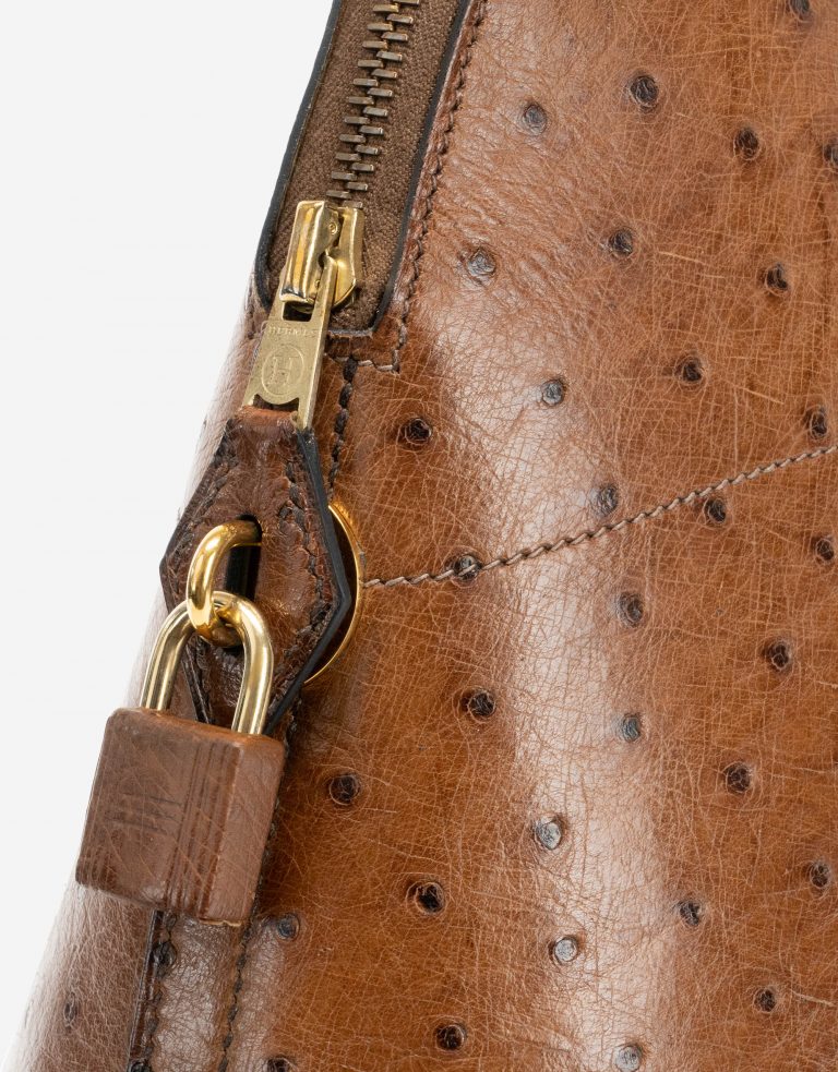 Hermès Vintage Bolide 37 Ostrich Tabacco lock