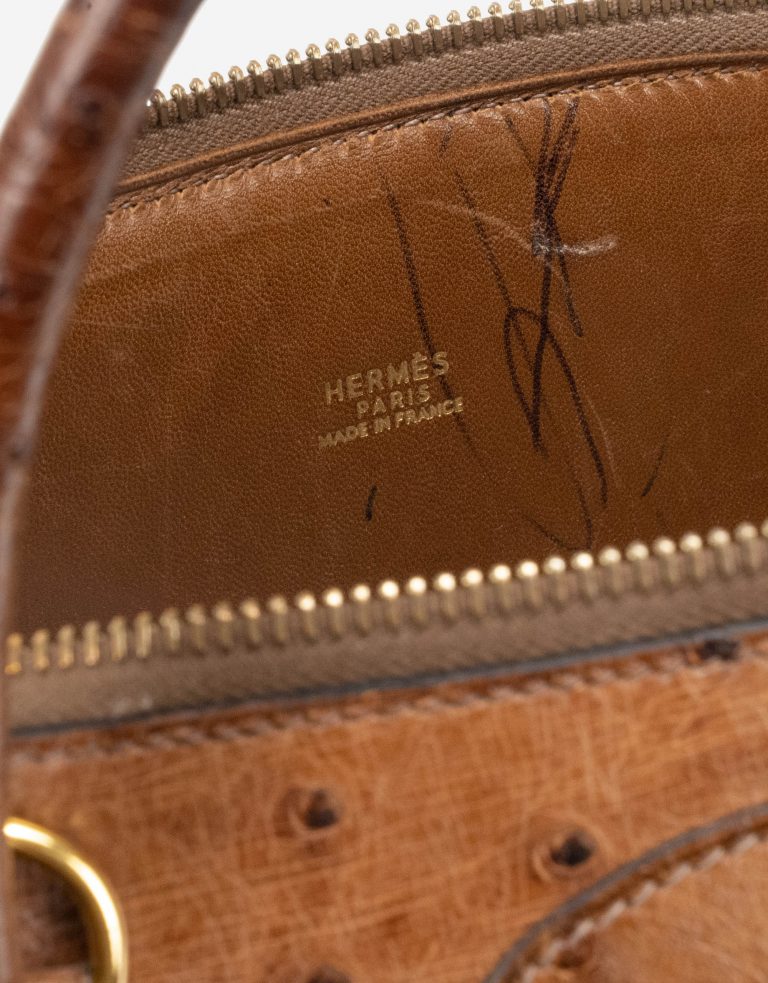 Hermès Vintage Bolide 37 Ostrich Tabacco Zipper