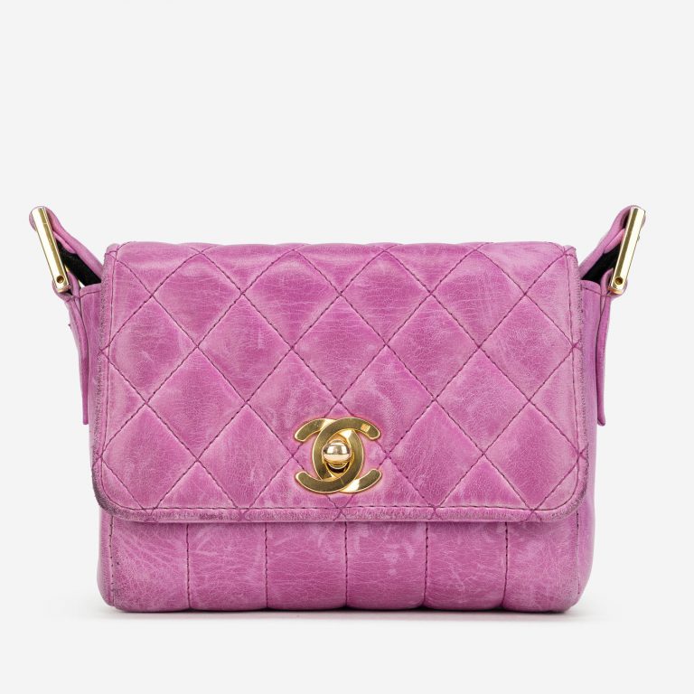 Vintage Chanel Timeless Micro Bag Calfskin Pink Front