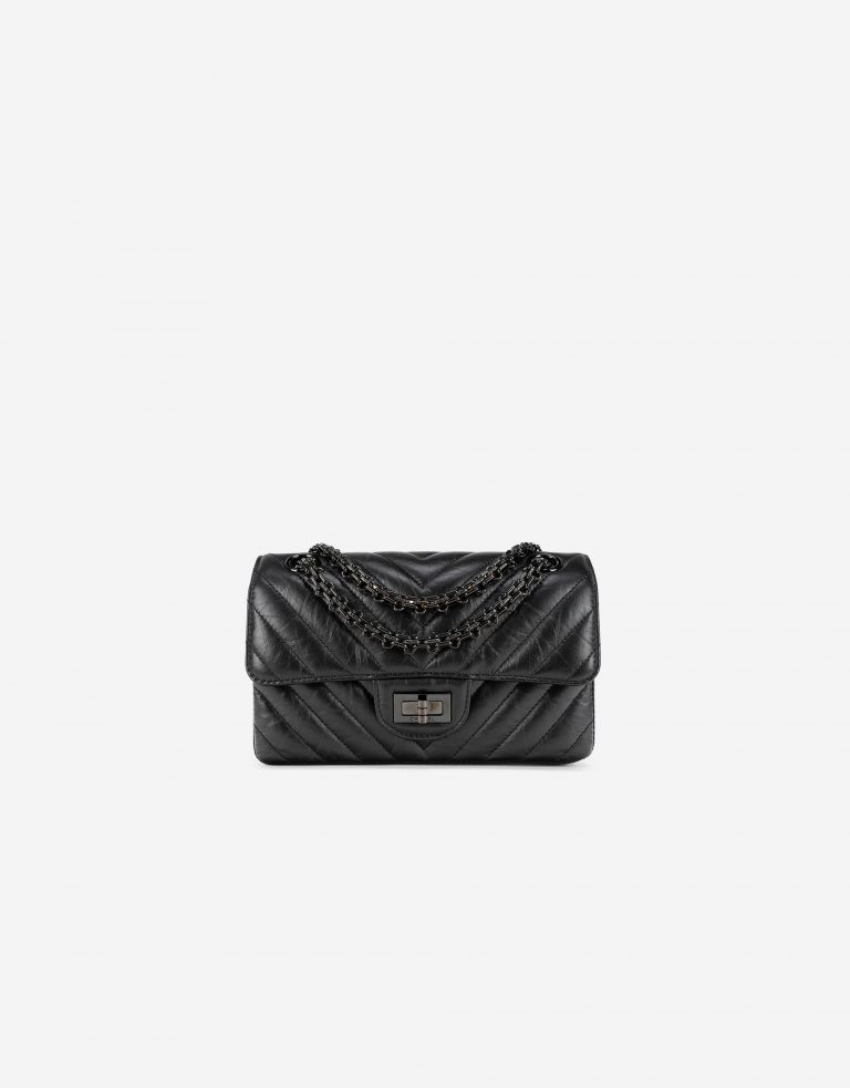 Chanel 2.55 Mini Rectangular So Black Chevron Lamb Front