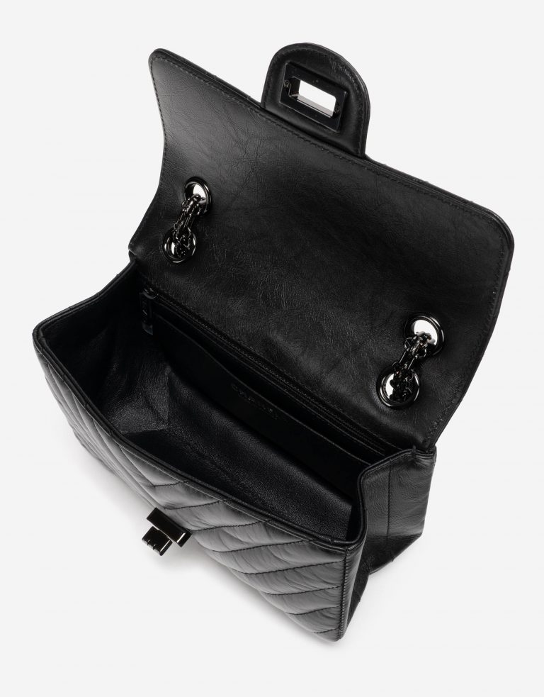 Chanel 2.55 Mini Rectangular So Black Chevron Lamb Open