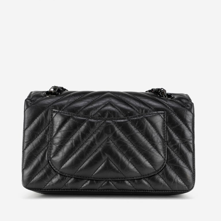 Chanel 2.55 Mini Rectangular So Black Chevron Lamb Back