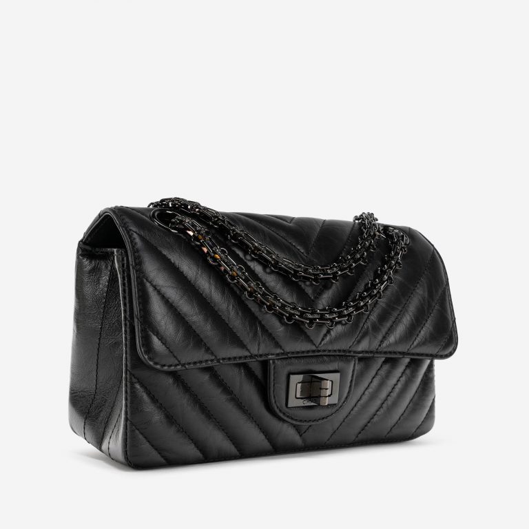 Chanel 2.55 Mini Rectangular So Black Chevron Lamb Side