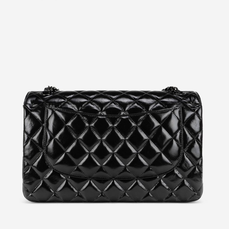 Chanel Timeless Jumbo Patent Leather So Black Backside