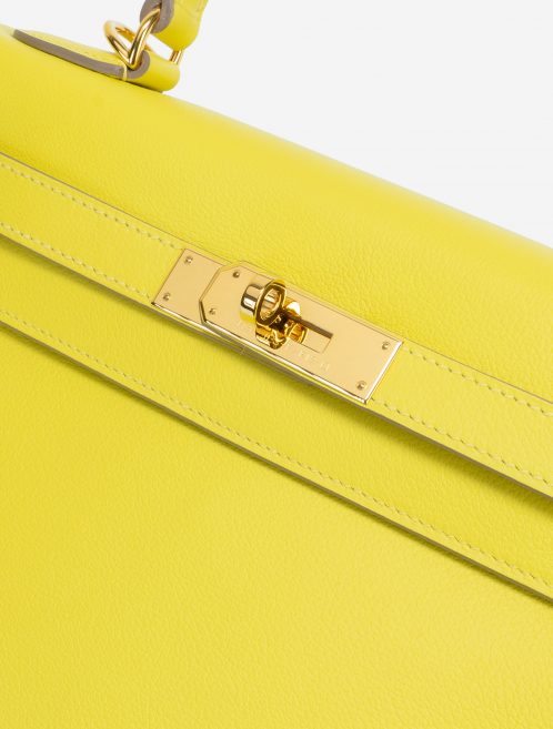 Hermès Kelly 28 Evercolor Lime GHW Hardware Clasp