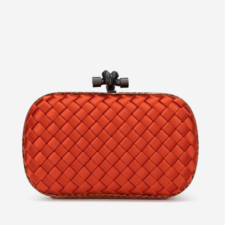 Bottega Veneta Knot Clutch Silk / Python Orange Front
