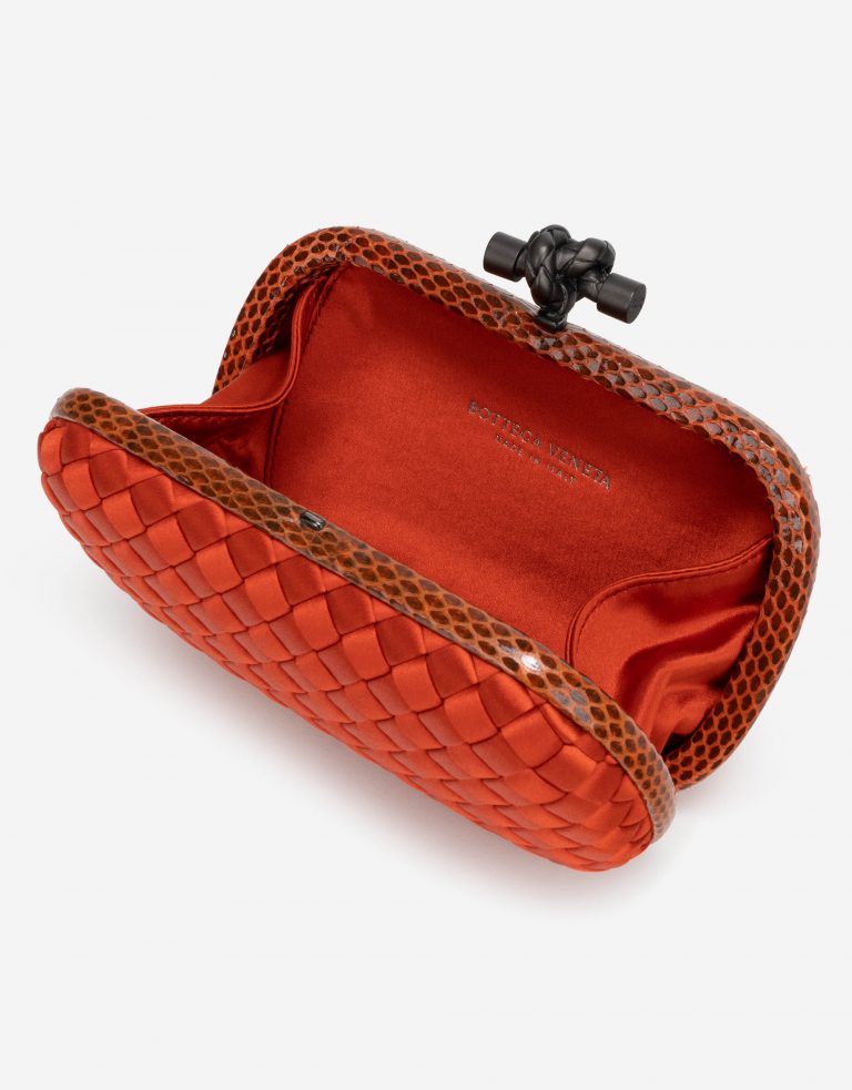 Bottega Veneta Knot Clutch Silk / Python Orange Open