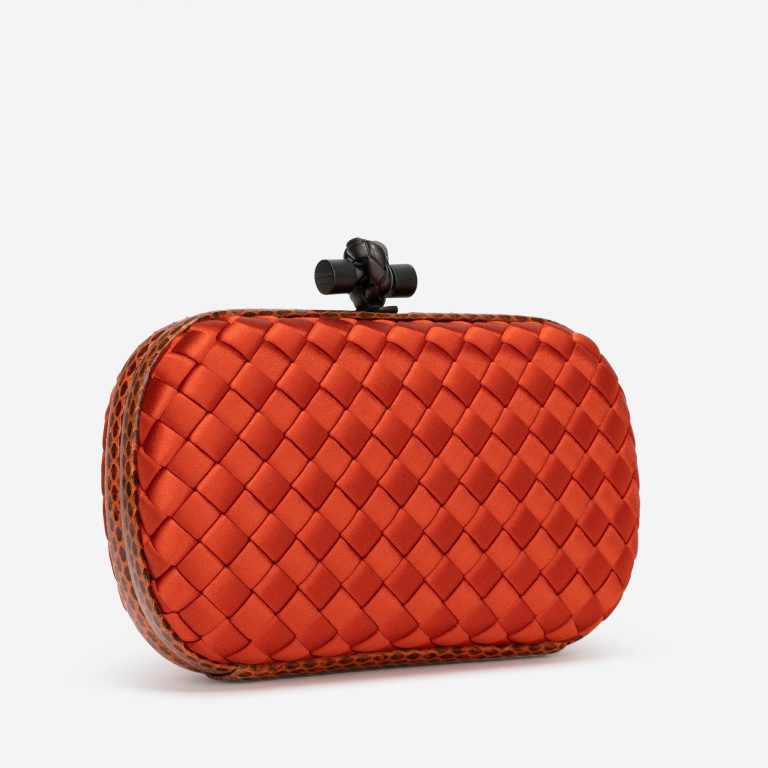 Bottega Veneta Knot Clutch Silk / Python Orange Side