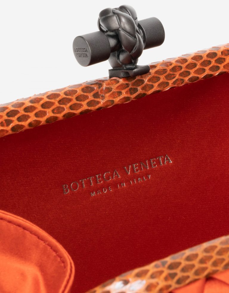 Bottega Veneta Knot Clutch Silk / Python Orange Logo Inside