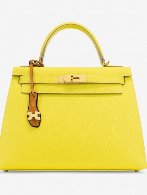 Pre-owned Hermès bag Oran Epsom / Vache Hunter Jaune Poussin / Naturel Sable Brown, Multicolour, Yellow | Sell your designer bag on Saclab.com