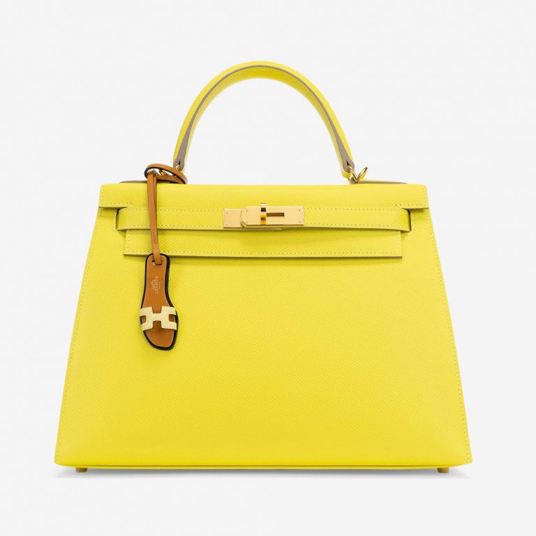 Pre-owned Hermès bag Oran Epsom / Vache Hunter Jaune Poussin / Naturel Sable Beige, Brown, Yellow | Sell your designer bag on Saclab.com