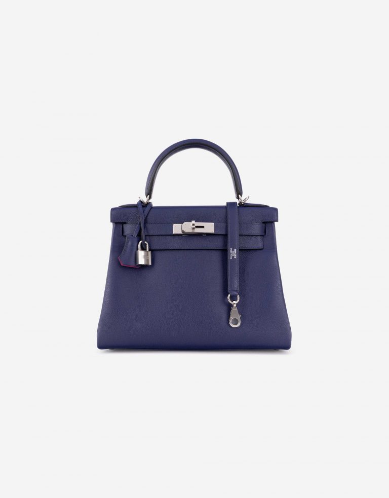Hermès Kelly 28 Verso Evercolor Blue Encre / Magnolia