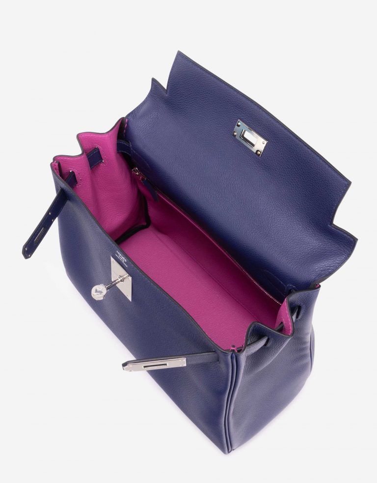 Hermès Kelly 28 Verso Evercolor Blue Encre / Magnolia