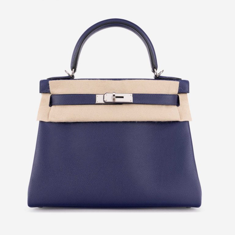 Hermès Kelly 28 Verso Evercolor Blue Encre / Magnolia