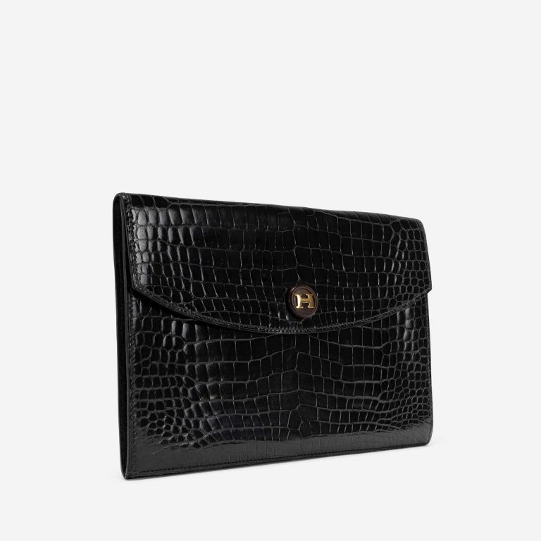 Hermès Rio Porosus Crocodile Black