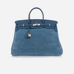 Hermès Birkin 40 Suede Grizzly Blue Thalassa