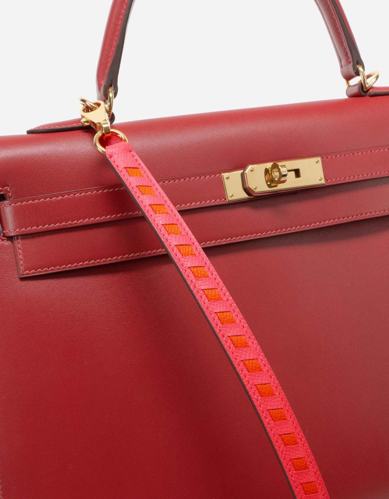 Hermès Shoulder Strap Tressage de Cuir Epsom Rose Azalee / Abricot