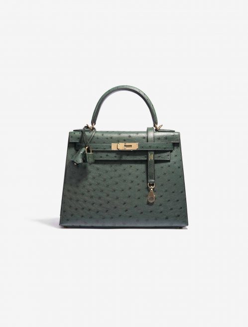 Hermès Kelly 28 HSS Ostrich Vert Titien/ Bleu Indigo