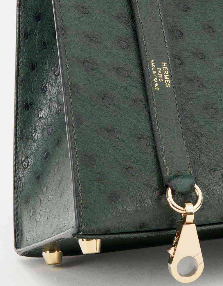 Hermès Kelly 28 HSS Ostrich Vert Titien/ Bleu Indigo