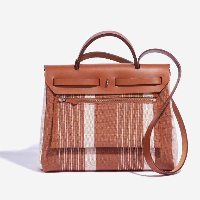 Hermès Herbag 31 Vache Hunter / Toile H Vibration Fauve / Ecru-Beige