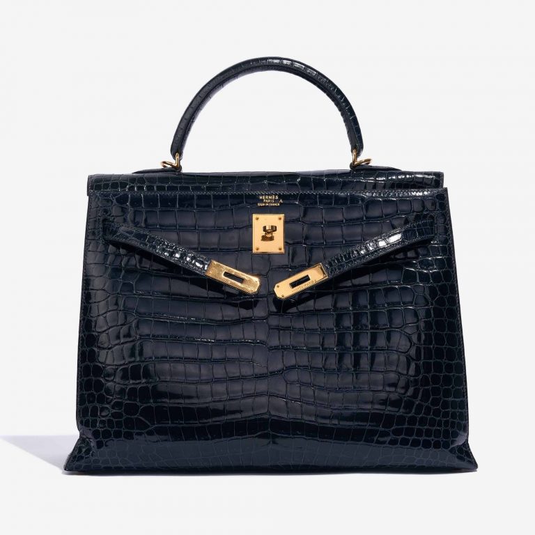 Hermès Kelly 35 Crocodile Porosus Bleu Marine