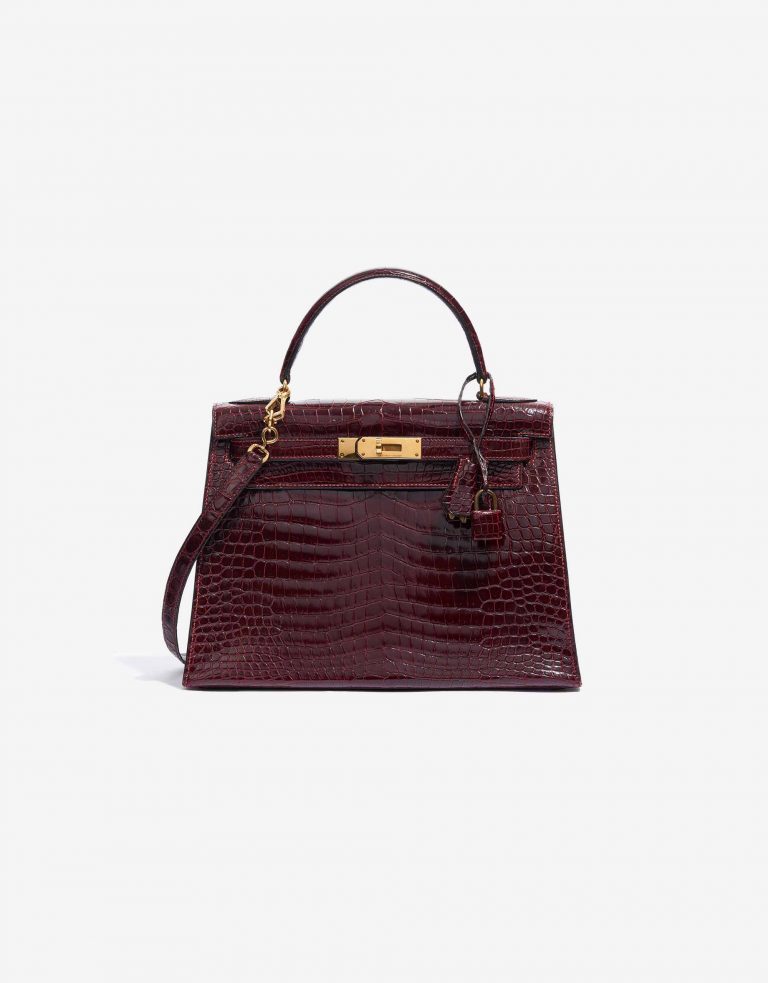 Hermès Kelly 28 Porosus Crocodile Bordeaux