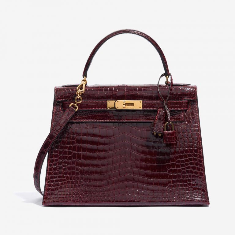 Hermès Kelly 28 Porosus Crocodile Bordeaux