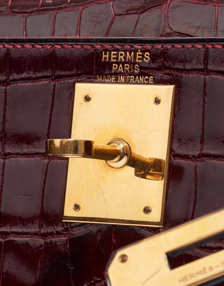 Hermès Kelly 28 Porosus Crocodile Bordeaux