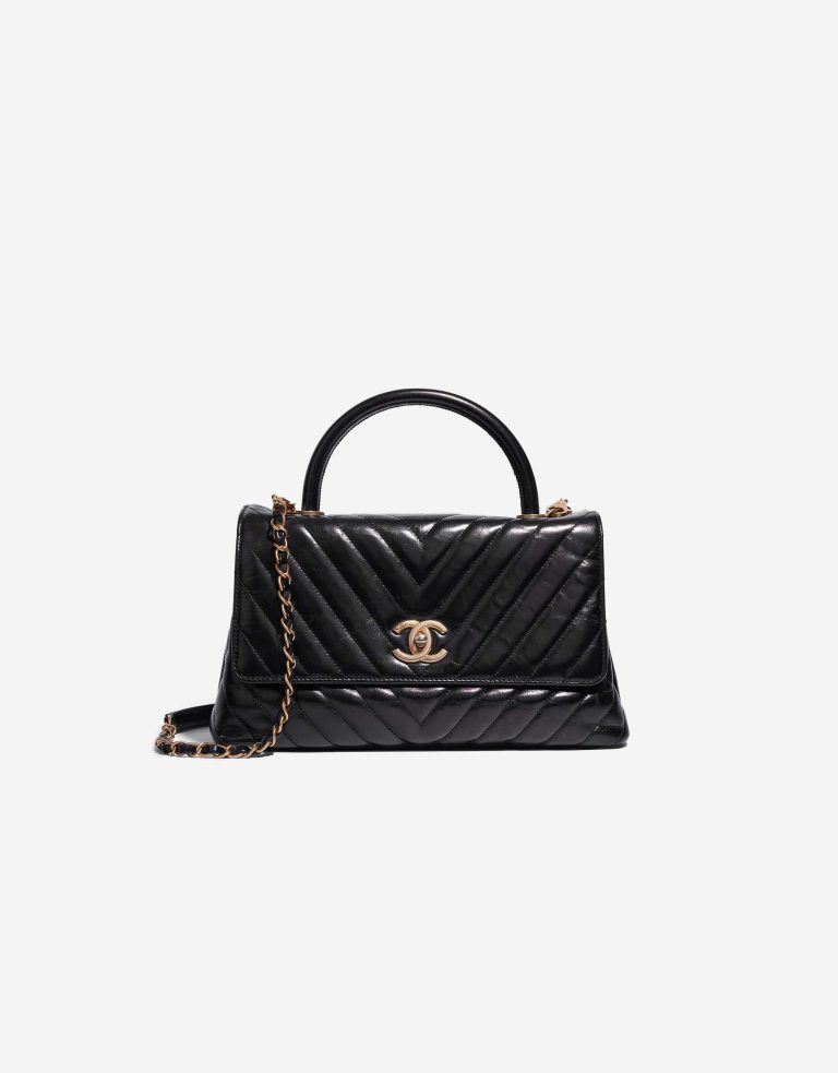 Chanel Handle mittelgroße Tasche Kalbsleder Schwarz