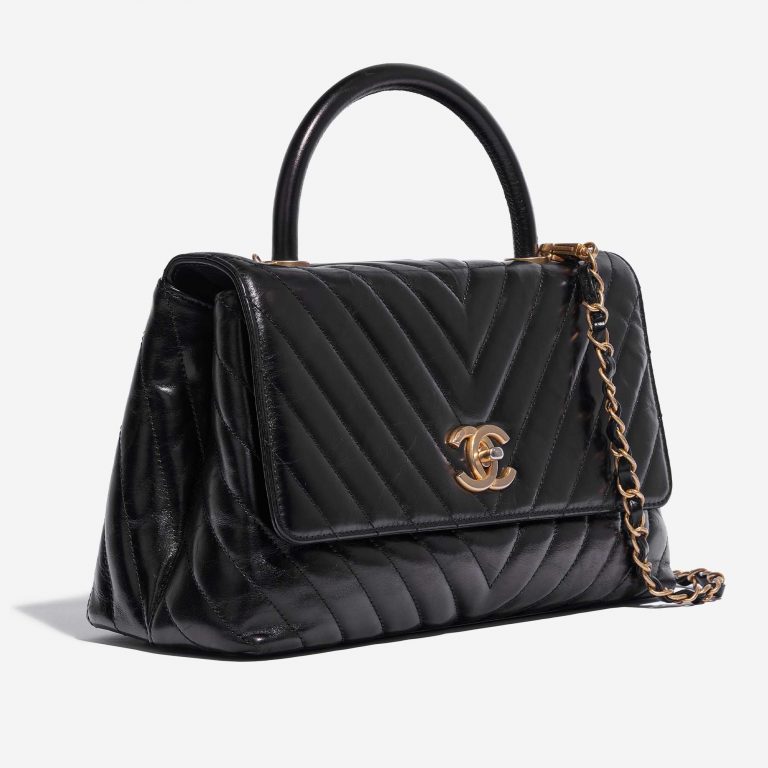 Chanel Handle mittelgroße Tasche Kalbsleder Schwarz