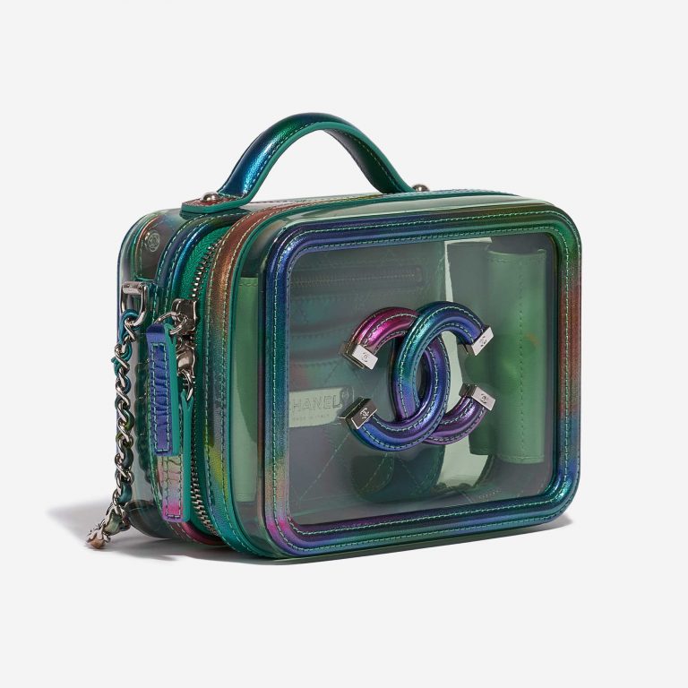 Chanel Vanity Case Small Rainbow Patent Iridescent Green / Transparent