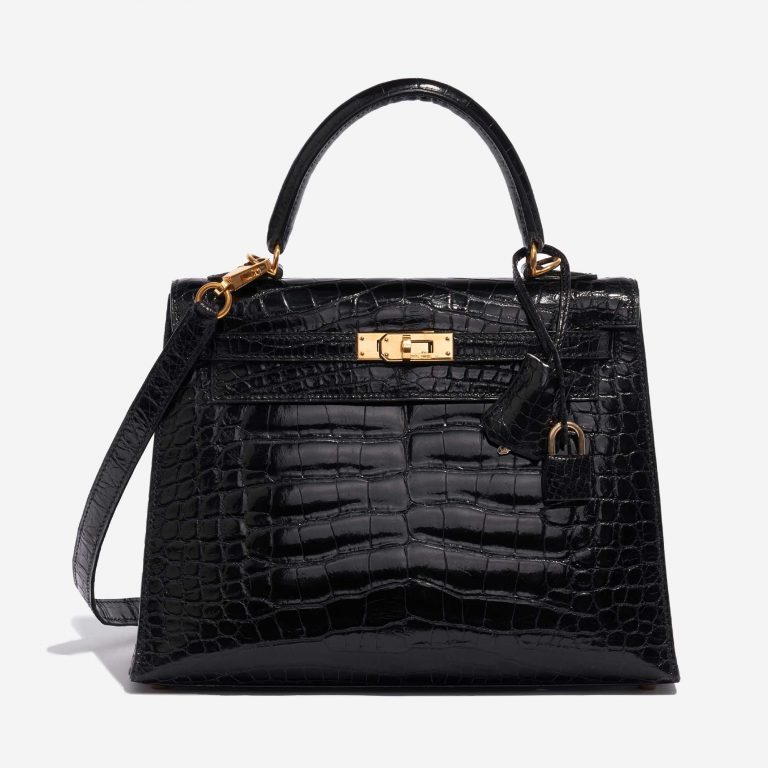 Pre-owned Hermès bag Kelly 25 Alligator Black Black Front | Sell your designer bag on Saclab.com