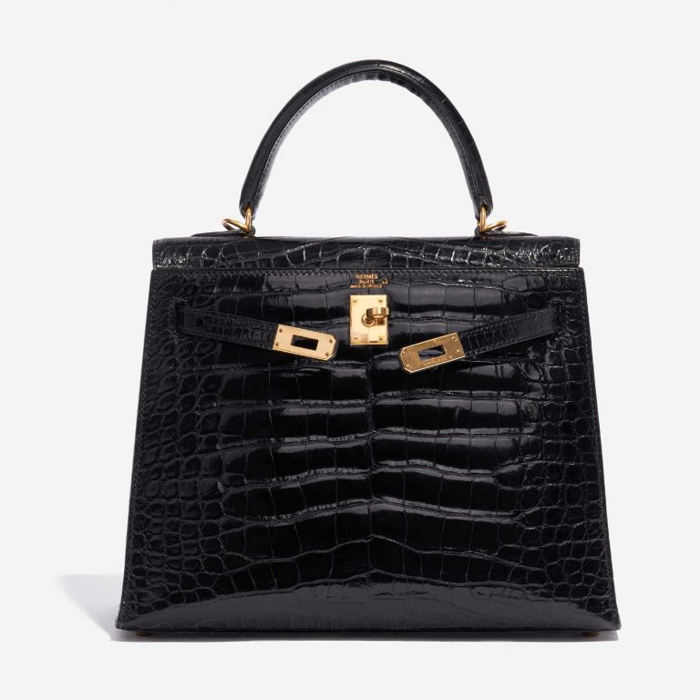 Pre-owned Hermès bag Kelly 25 Alligator Black Black Front Open | Sell your designer bag on Saclab.com