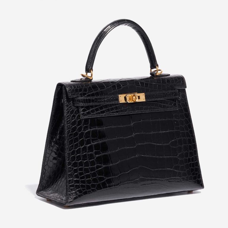 Pre-owned Hermès bag Kelly 25 Alligator Black Black Side Front | Sell your designer bag on Saclab.com