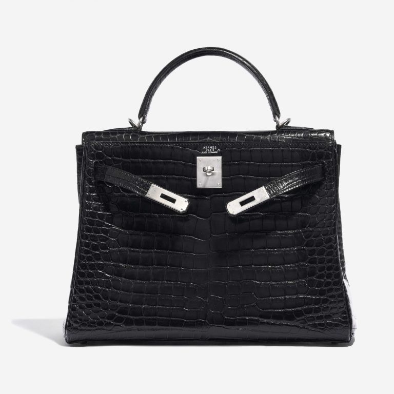 "Hermès Kelly 32 Porosus Crocodile Black "