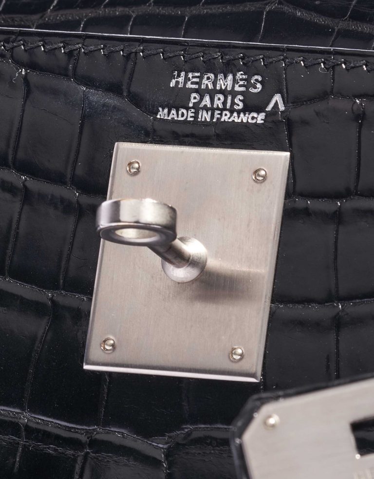 "Hermès Kelly 32 Porosus Crocodile Black "
