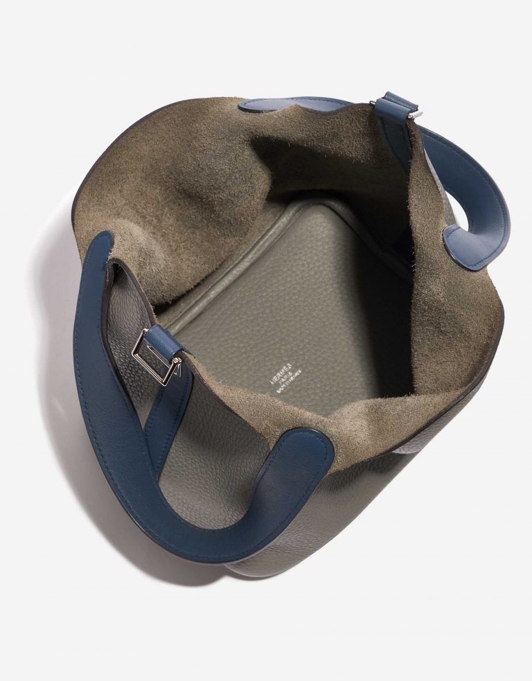 Pre-owned Hermès bag Picotin 18 Clemence / Swift Gris Mouette / Blue Agate Blue Inside | Sell your designer bag on Saclab.com
