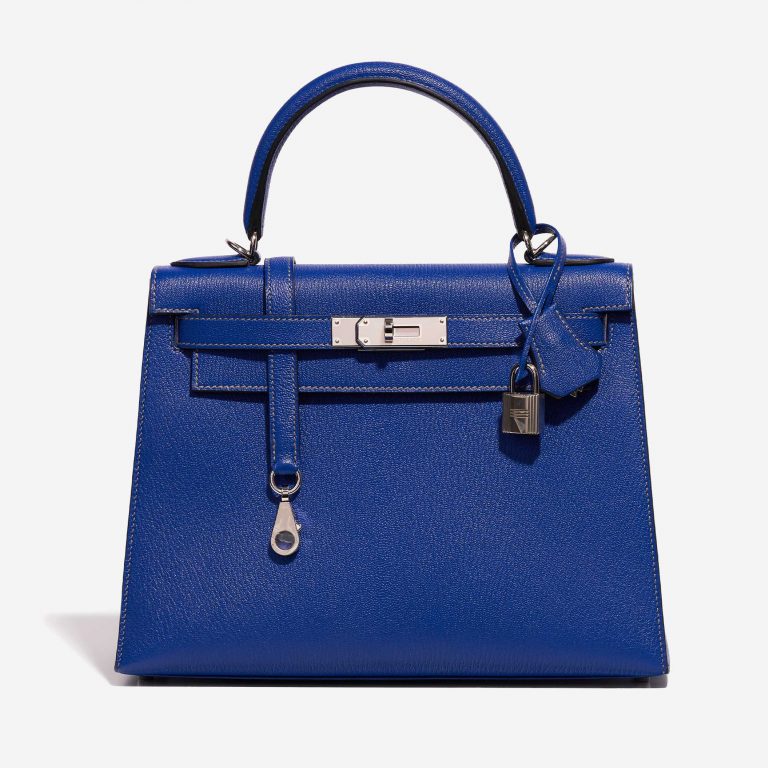 Hermès Kelly 28 HSS Chèvre Mysore Blue Electrique / Gris Mouette