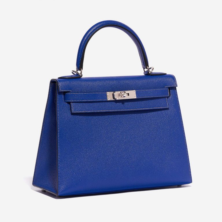 Hermès Kelly 28 HSS Chèvre Mysore Blue Electrique / Gris Mouette