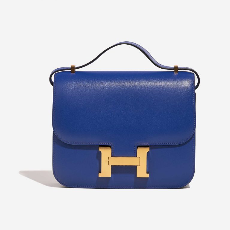 Pre-owned Hermès bag Constance 18 Tadelakt Bleu Electrique Blue Front | Sell your designer bag on Saclab.com