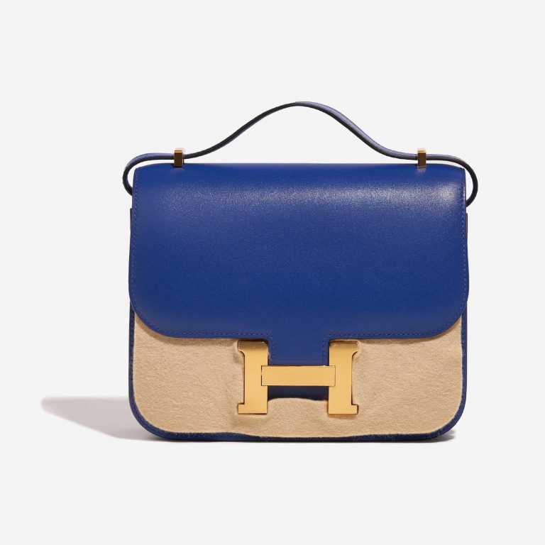 Pre-owned Hermès bag Constance 18 Tadelakt Bleu Electrique Blue Front Velt | Sell your designer bag on Saclab.com