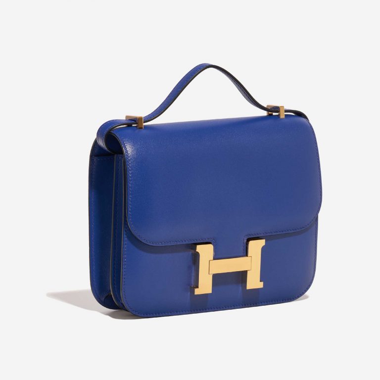 Pre-owned Hermès bag Constance 18 Tadelakt Bleu Electrique Blue Side Front | Sell your designer bag on Saclab.com