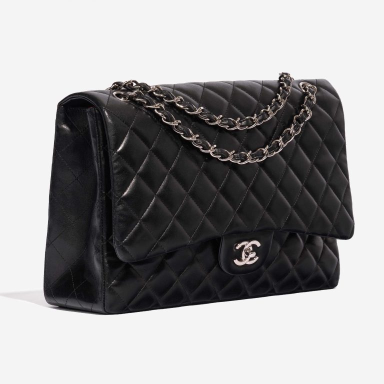 Pre-owned Chanel bag Timeless Jumbo Lamb Black Black Side Front | Sell your designer bag on Saclab.com