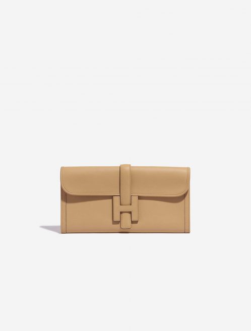 Pre-owned Hermès bag Jige Clutch Swift Tabac Brown Front | Sell your designer bag on Saclab.com